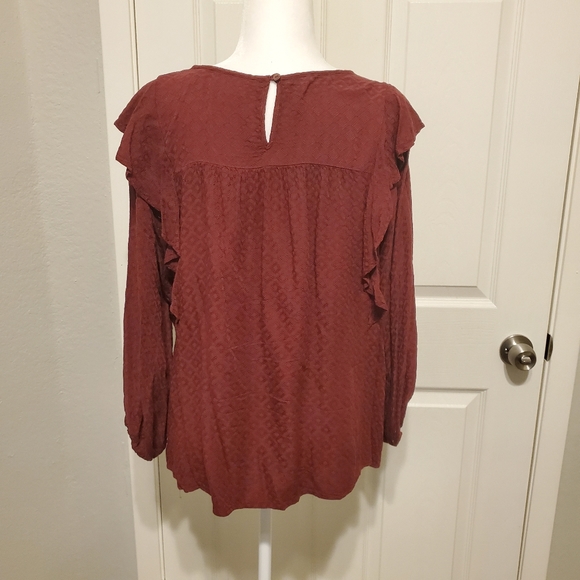 Universal Thread Crew Neck Ruffle Top - Red - Picture 6 of 6